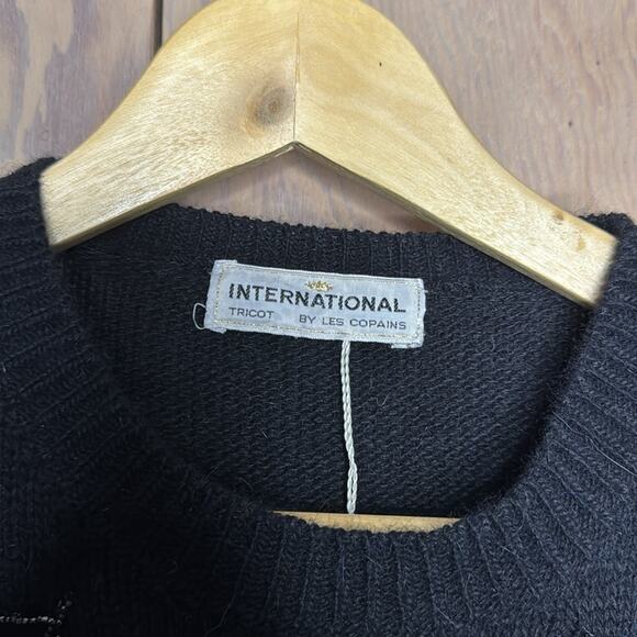 NWT Vintage international tricot Les Copains Black Beaded Embellishments Sweater - Picture 6 of 8
